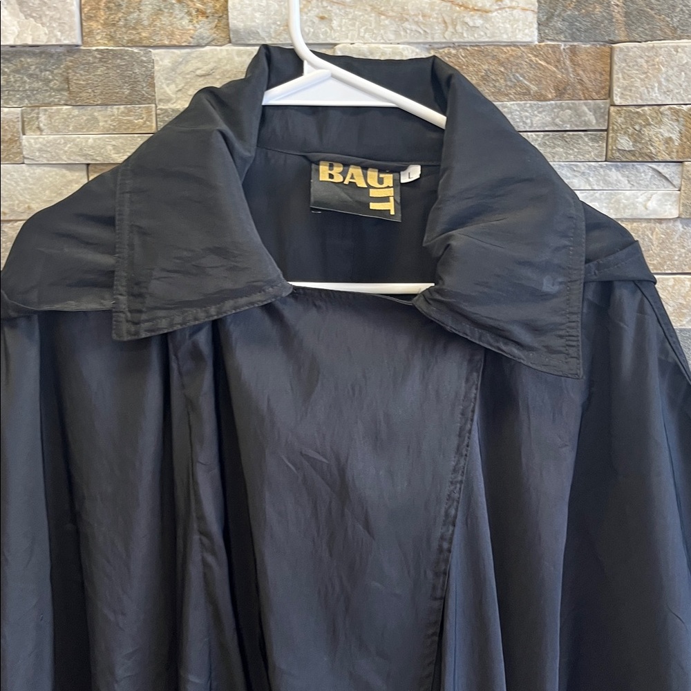 BAG IT  Unisex  Black Hooded Trench Coat